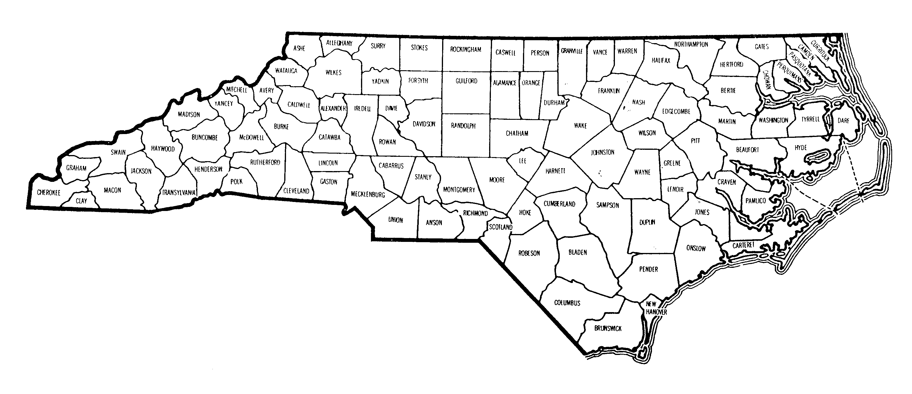 North Carolina Barns County Map